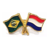 Kit 10 Bótom Pim Broche Bandeira Brasil X Holanda Folheado