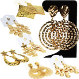 Kit 10 Brincos Metal Feminino Dourado