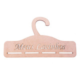 Kit 10 Cabide Basico Mdf Cru Organizador Lacinho Fita Bebê