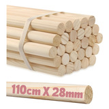 Kit 10 Cabo De Madeira Pinus Banner Bandeira 110cm X 28mm