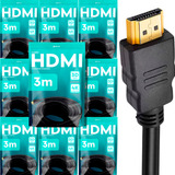 Kit 10 Cabos Hdmi 3m Metros Mts 4k 3d Full Hd Blindado Gold