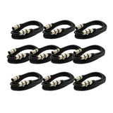Kit 10 Cabos Microfone Dmx Xlr Canon Balanceado 20 Metros