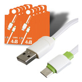 Kit 10 Cabos Usb Tipo C Reforçado Carregador E Dados Turbo Celular Atacado