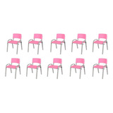 Kit 10 Cadeira Infantil Iso Escolar Estudo Base Cinza