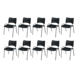 Kit 10 Cadeira Iso Base Cinza Escola Igreja Preto