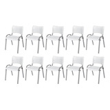 Kit 10 Cadeira Iso Base Cinza Igreja Escola Cor Branco