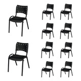 Kit 10 Cadeira Iso Base Preto Igreja Escola Preto Lorenttistore