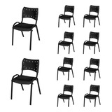 Kit 10 Cadeira Iso Base Preto Igreja Escola Preto Lorenttistore