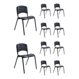 Kit 10 Cadeira Iso Empilhável Igrejas Escolas Tubo Oblongo