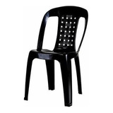 Kit 10 Cadeira Plástica Preta Bistrô Vime Com Encosto Lazer