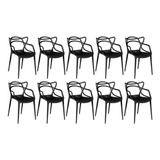 Kit 10 Cadeiras De Jantar La Mobilia Allegra Preta