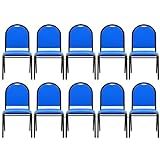 Kit 10 Cadeiras Hoteleiras Auditório Empilhável Sintético M23 Azul Mpozenato