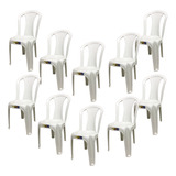 Kit 10 Cadeiras Plástica Branca Bistrô Até 152kg Resistente