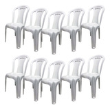 Kit 10 Cadeiras Plástica Branca Bistrô Até 182kg Sol Plast