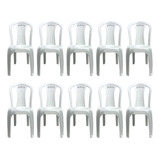 Kit 10 Cadeiras Plástica Branca Resistente