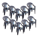 Kit 10 Cadeiras Poltrona Preta Plástico