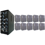 Kit 10 Caixa Branca Som Ambiente Amplificador Setorizador Cor Preto Amplificador Potência De Saída Rms 120 W