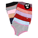 Kit 10 Calcinhas Feminina 100 Algodão Cintura Alta Conforto