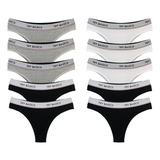 Kit 10 Calcinhas Tanga Cotton Algodão Confortável Elástico