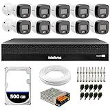 Kit 10 Câmeras Intelbras VHD 1220 B G7 Full Color Bullet Full HD 1080p Multi HD IR 20m Dvr Intelbras MHDX 3116 C 16 Canais HD 500GB