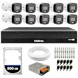 Kit 10 Câmeras Intelbras VHD 1220 B G7 Full Color Bullet Full HD 1080p Multi HD IR 20m   Dvr Intelbras MHDX 3116 C 16 Canais   HD 500GB