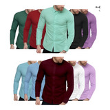 Kit 10 Camisa Social Manga Longa Slim Fit Pronta Entrega