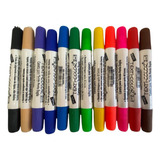 Kit 10 Caneta Tecido Texti Color Ponta Dupla Magic Color