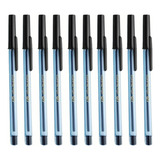 Kit 10 Canetas Compactor Preta Tubo Transparente Para Enem