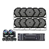Kit 10 Canhao 36 Led Mesa Dmx 512 Efeitos 2 Moving 60w