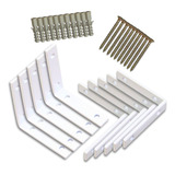 Kit 10 Cantoneiras Em L 6x6 Mão Francesa 40 Parafusos Buchas