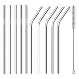 Kit 10 Canudos Aço Inox Metal Reutilizável Mais Escova Doaf 0835