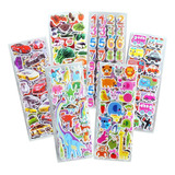 Kit 10 Cartelas De Adesivos Infantis 3d Variados Menino