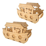 Kit 10 Centro De Mesa Cachepot Arca De Noé 20cm Mdf Cru