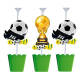Kit 10 Centro De Mesa Tema Futebol Campo Bola Festa