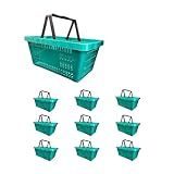 Kit 10 Cesta Cestinha Plastica Reforçada Supermercado Mercado 15 Litros Verde 