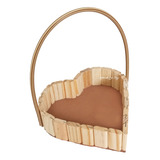Kit 10 Cesta Coração Grande 30cm Madeira Com Alça