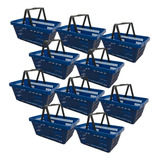 Kit 10 Cestas Plásticas Reforçadas De Supermercado 15lts 