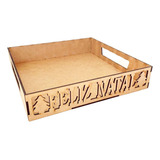 Kit 10 Cestinha Mdf Cru 20 Cm Bandeja Feliz Natal Natalina