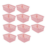 Kit 10 Cestos Multiuso Médio Rosa 20x6 5x15cm 1032 Uninjet