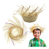Kit 10 Chapéu De Palha Desfiado Caipira Infantil Junina