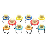 Kit 10 Chapeu Festa Junina Palha Feminino Caipira C Trança