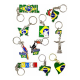 Kit 10 Chaveiros Brasil Bandeira Mapa Ótima Qualidade Lindos