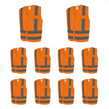 Kit 10 Colete Refletivo Segurança Faixa Sinalizador Trânsito