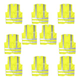 Kit 10 Coletes De Segurança Refletivo Com Ziper E 1 Bolso