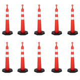 Kit 10 Cone Balizador Tipo T De Sinalização Refletivo Obra