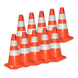 Kit 10 Cone De Sinalização Trânsito Pvc 50cm Laranja branco