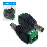 Kit 10 Conector Plug P4 Macho Com Borne P Cftv Camera Fonte Cor Preto