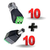 Kit 10 Conectores Bnc Macho Com Borne 10 Plug P4 Macho