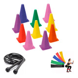 Kit 10 Cones 1 Corda De Pular 1 Kit Mini Bands