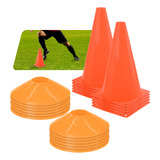 Kit 10 Cones 10 Half Cone Treino Funcional E Futebol Cor Laranja